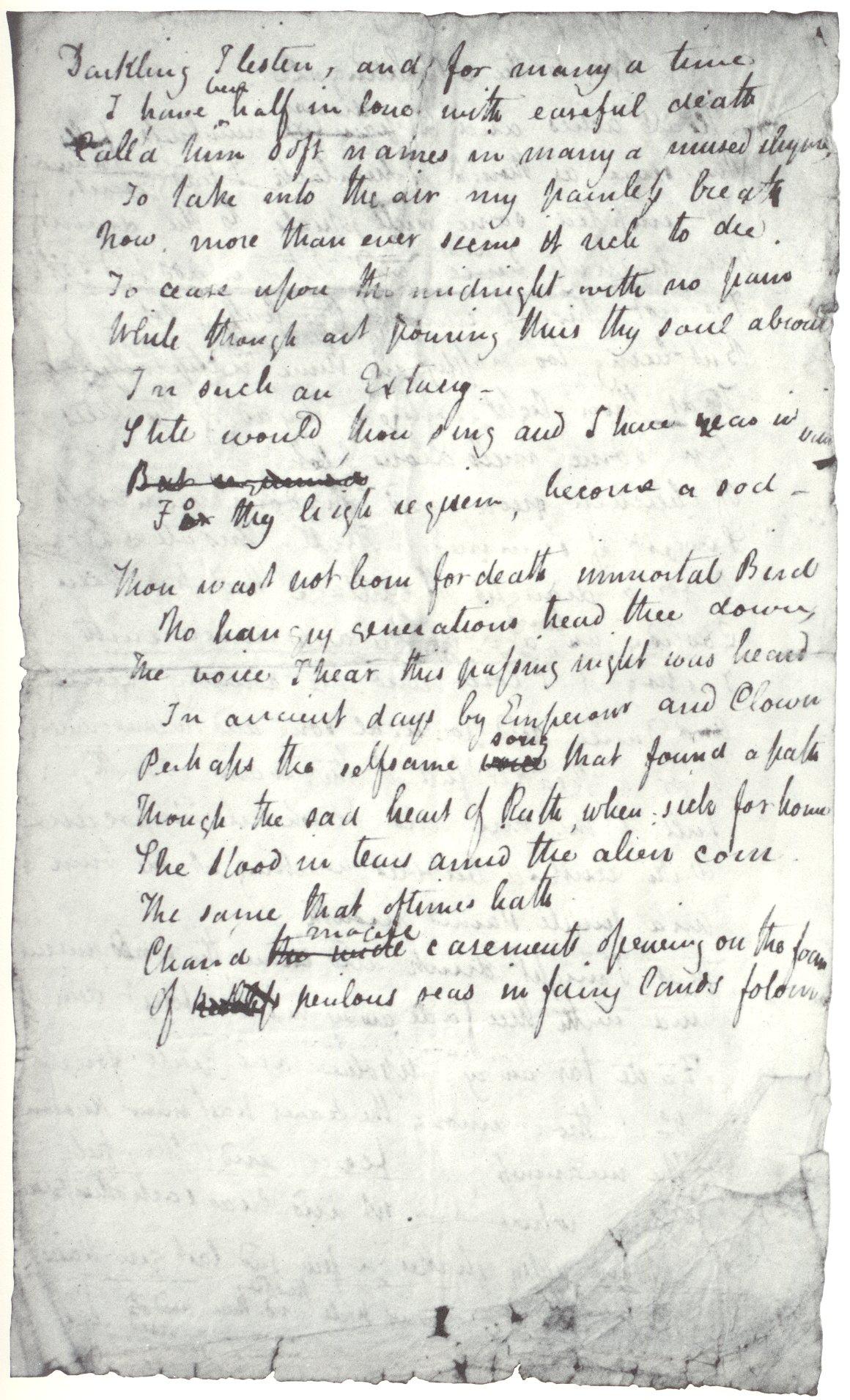 john keats ode to a nightingale poem