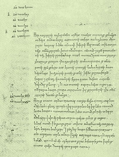  A page from the world famous Anglo-Saxon Chronicles  
